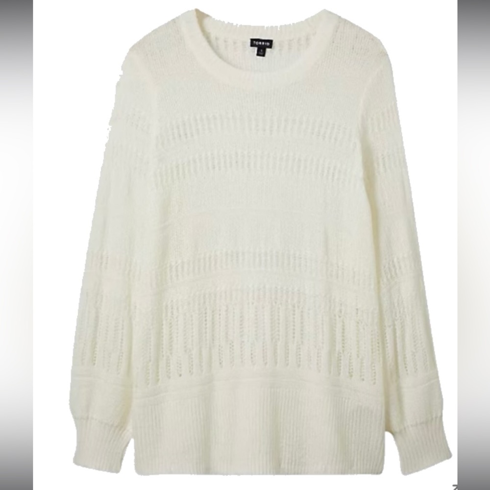 Torrid Plus Size 0 Cozy White Knit LIGHTWEIGHT PULLOVER SWEATER - IVORY